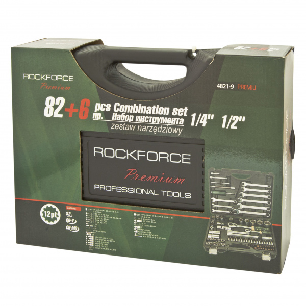 Набор инструмента RF-4821-9-PREMIUM: 1/2" & 1/4"DR 12-гранный 82пр + 6пр. ROCKFORCE /1/3 Набор инструмента RF-4821-9-PREMIUM: 1/2" & 1/4"DR 12-гранный 82пр + 6пр. ROCKFORCE /1/3