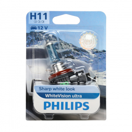 Автолампа H11 (55) PGJ19-2 WhiteVision ultra 4000K (блистер) 12V PHILIPS /1/10