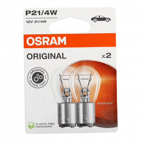 Автолампа P21/4W (BAZ15d) (2шт) 12V OSRAM /1/10