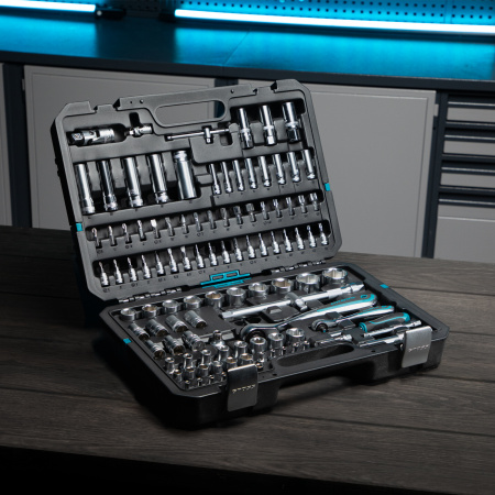 Набор инструментов, 1/4", 1/2", CrV, 120 зубьев, 109 предметов Gross Набор инструментов, 1/4", 1/2", CrV, 120 зубьев, 109 предметов Gross