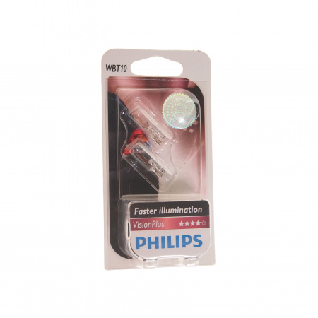 Автолампа WBT10 (6W) W2.1*9.5d VisionPlus (блистер, 2шт) 12V PHILIPS /1/10