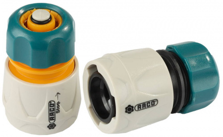 RACO Original, 1/2″ + 1/2″ с автостопом, из ABS пластика, быстросъёмный соединитель, для шланга, набор (4250-55265B)