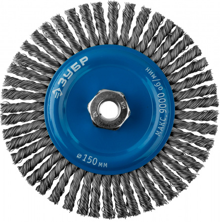 ЗУБР 150 мм, стальная проволоки 0.5 мм, щетка дисковая для УШМ, Профессионал (35192-150)