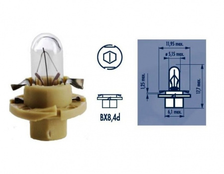 Автолампа BAX1.8W с бежевым патроном (BX8.4d) 12V NARVA /10/200