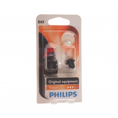 Автолампа BAX1.2W с черным патроном (BAX8.3s/1.35) (блистер,2шт) 12V PHILIPS 1/10/200