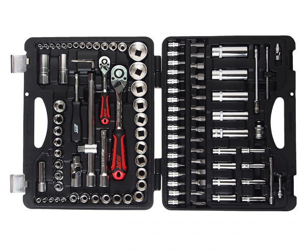 JTC Набор головок торцевых,бит и бит-головок 1/4",1/2" 12-гранных 110 предметов в кейсе JTC