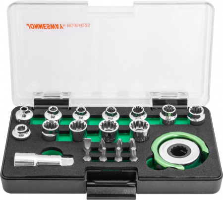 RD05H22S Головки торцевые SPLINE М4-13 с дисковым трещоточным механизмом и аксессуарами в наборе, 22 предмета RD05H22S Головки торцевые SPLINE М4-13 с дисковым трещоточным механизмом и аксессуарами в наборе, 22 предмета