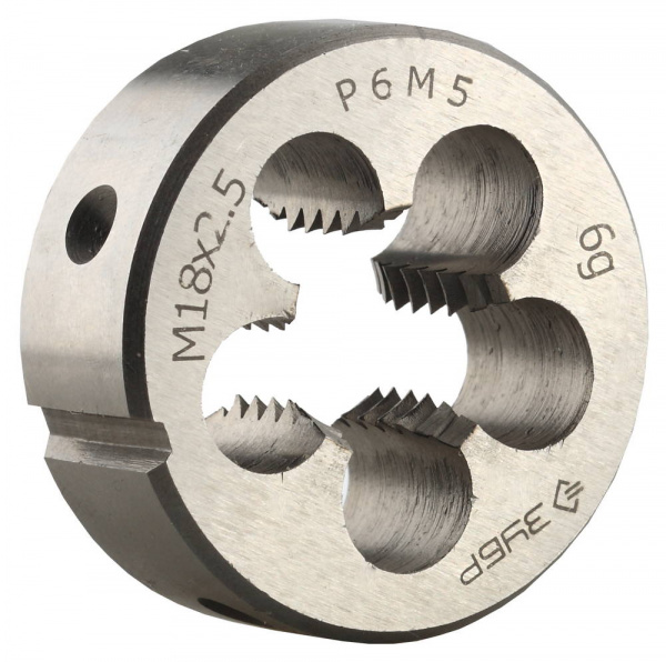 ЗУБР М18 x 2.5 мм, сталь Р6М5, плашка круглая машинно-ручная (4-28023-18-2.5)