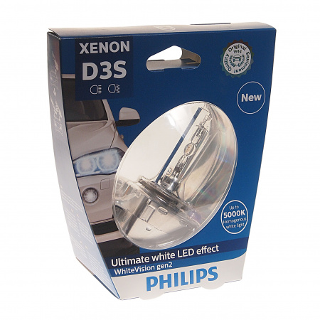 Автолампа D3S (35) PK32d-5+120%  Xenon WhiteVision gen2 5000K 42V PHILIPS /1/2