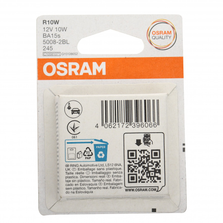 Автолампа R10W (BA15s) (2шт) 12V OSRAM /1/10