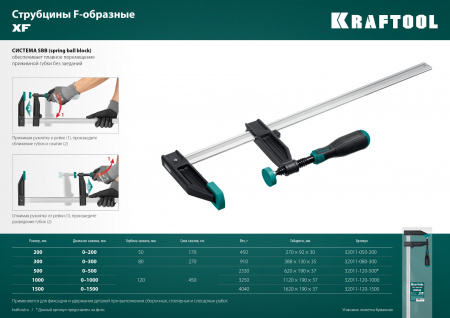 KRAFTOOL MF-300/080, 80 х 300 мм, струбцина F (32011-080-300)