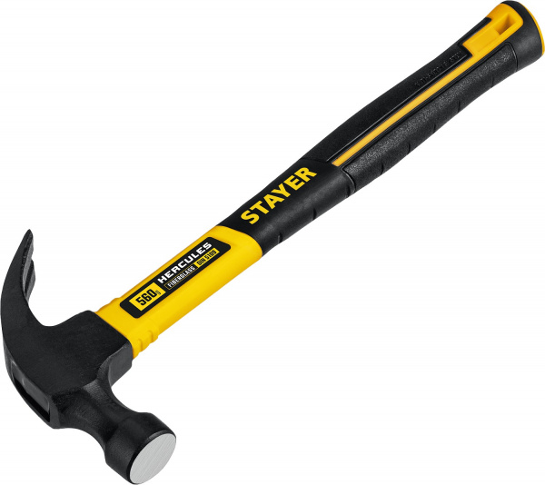 STAYER Hercules, 560 г, молоток-гвоздодёр столярный с фиберглассовой рукояткой, Professional (2026-560)