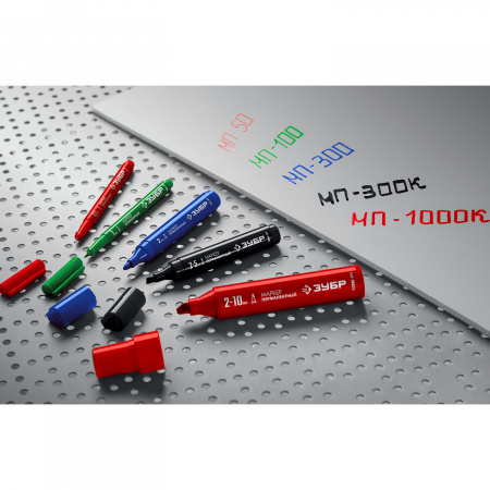 ЗУБР МП-1000К красный, 2-10 мм, клиновидный перманентный маркер (06333-3)