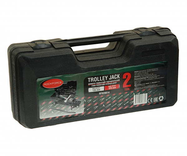 Домкрат гидравлический RF-820014 подкатной усиленный 2т (h min 135мм, h max 320мм)" Profi"в кейсе ROCKFORCE /1