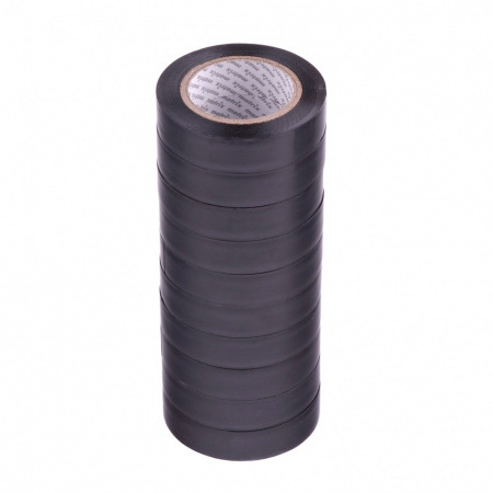 Набор изолент ПВХ 15 мм х 10 м, черная, в упаковке 10 шт, 150 мкм Matrix