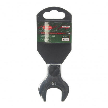 Ключ рожковый 19мм RF-751319A съемный 3/8", на пластиковом держателе ROCKFORCE /1