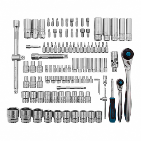 Набор инструментов, 1/4", 1/2", CrV, 120 зубьев, 109 предметов Gross Набор инструментов, 1/4", 1/2", CrV, 120 зубьев, 109 предметов Gross