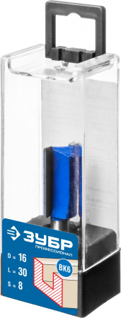 ЗУБР 16 x 30 мм, хвостовик 8 мм, фреза пазовая прямая, Профессионал (28753-16-30)