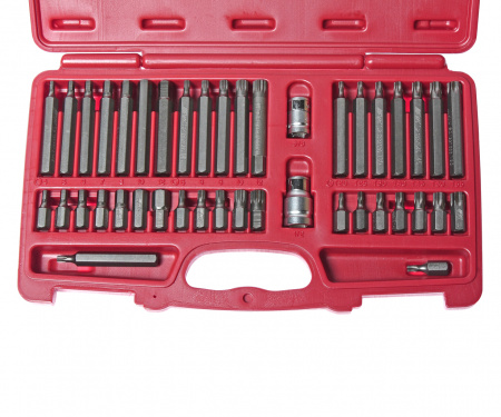 JTC Набор бит 1/2" 3/8" HEX, TORX, SPLINE 6-ти гранных 2 держателя 42 предмета в кейсе JTC