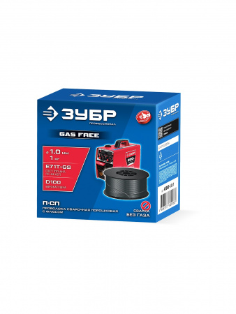 ЗУБР П-СП, d 1.0 мм, 1 кг, порошковая сварочная проволока (с флюсом), тип E71T-GS, Профессионал (40080-1.0-1)