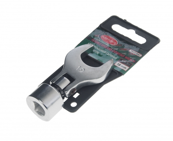 Ключ рожковый 19мм RF-751319AF съемный с шарниром 3/8", на пластиковом держателе ROCKFORCE /1