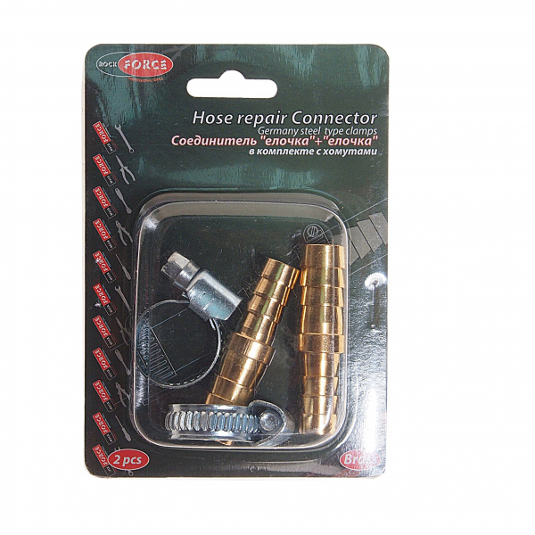 Соединитель RF-HRC08/06 "елочка"+"елочка" 12мм x 10мм (2 шт. + хомуты)в блистере ROCKFORCE /1