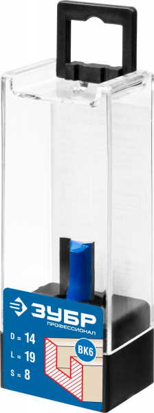 ЗУБР 14 x 19 мм, хвостовик 8 мм, фреза пазовая прямая, Профессионал (28753-14-19)