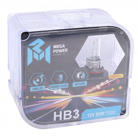 Автолампа HB3/9005 (65) P20d LONG LIFE (бокс, 2шт) 12V MEGAPOWER /1/10