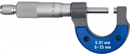 ЗУБР 0 - 25 мм, гладкий механический микрометр, Профессионал (34480-25)