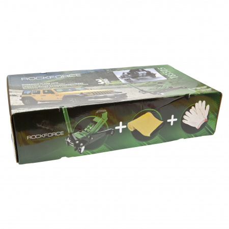 Домкрат гидравлический RF-T83505 подкатной 3т двухпоршневой+перчатки,резиновая накладка,салфетка из микроф. (h min 135мм, h max 465мм) ROCKFORCE /1