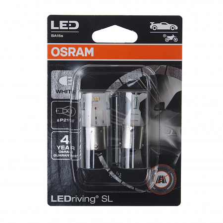 Автолампа P21W (BA15s) LED (блистер, 2шт) 6000К 12V OSRAM /10