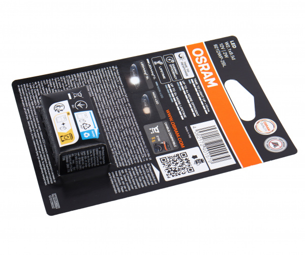 Автолампа W16W (W2.1*9.5d) LED(блистер,2шт) 6000K 12V OSRAM 1/10/50