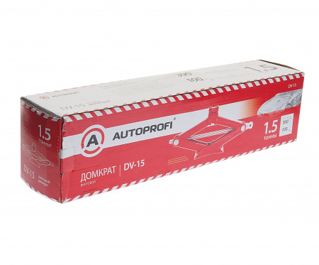 Домкрат винтовой DV-15 ромбовидный 1,5т (выс.подъема 390мм) AUTOPROFI /1/8