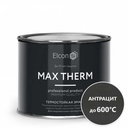 Эмаль термостойкая 600град антрацит 0,4кг Elcon (24)