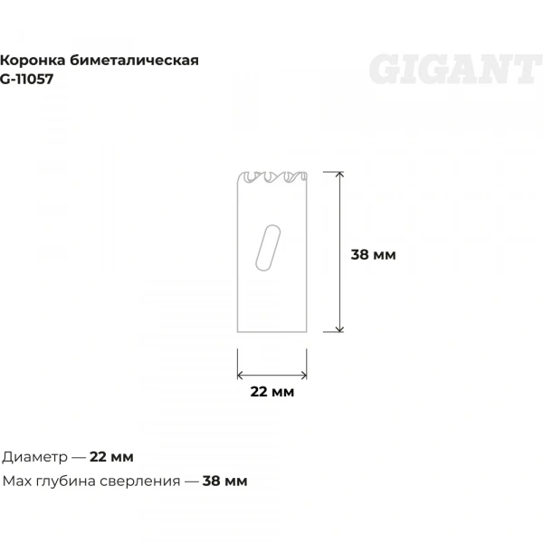 Коронка биметаллическая (22 мм; 38 мм) Gigant G-11057