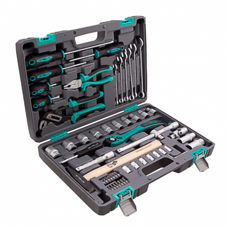 Набор инструментов, 1/2", Cr-V, S2, усиленный кейс, 58 предметов Stels Набор инструментов, 1/2", Cr-V, S2, усиленный кейс, 58 предметов Stels