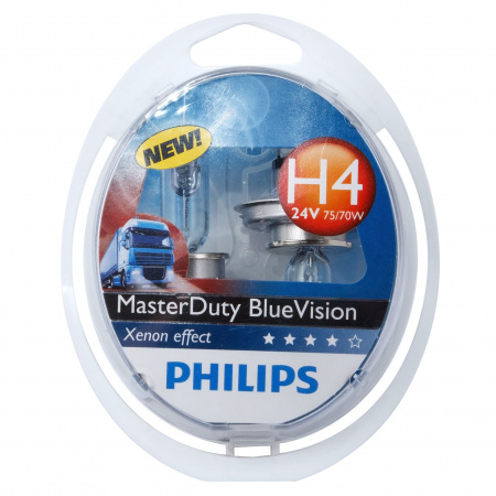 Автолампа H4 (75/70) P43t-38 MasterDuty BlueVision (2шт) 24V PHILIPS /1/5