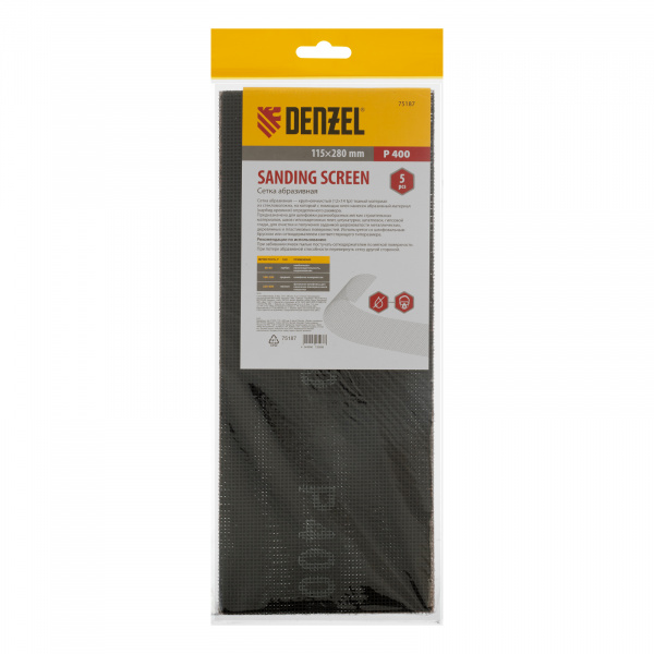 Сетка абразивная, P 400, 115 х 280 мм, 5 шт Denzel