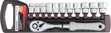 S12S1112SP Набор головок торцевых с трещоточной рукояткой 3/8"DR, 8-19 мм, 12 предметов S12S1112SP Набор головок торцевых с трещоточной рукояткой 3/8"DR, 8-19 мм, 12 предметов
