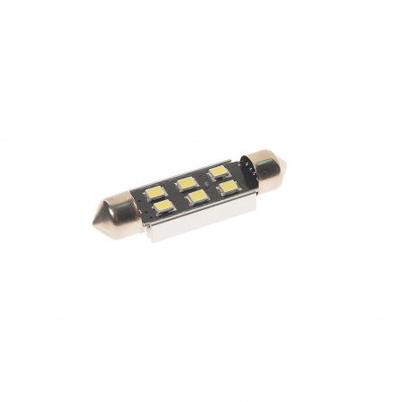 Автолампа C5W (SV8,5) 6 SMD 2835 WHITE 6000K 41мм с блокиратором ошибок CANbus 90лм  24V MEGAPOWER /10 /100