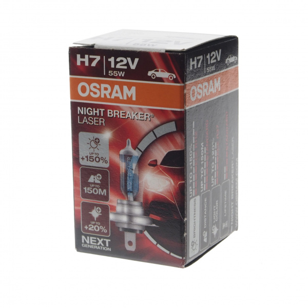 Автолампа H7 (55) PX26d+150% NIGHT BREAKER LASER  3750K 12V OSRAM /1/10