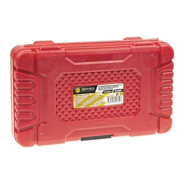 Компрессометр ER-86321 для бензиновых двигателей (0-21bar) 4 пр. в кейсе ЭВРИКА /1/20