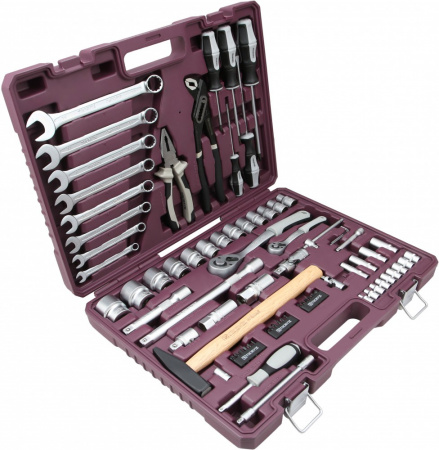 TS077/12 Набор инструмента универсальный 1/4", 1/2"DR с головками торцевыми 12-гранными, 77 предметов TS077/12 Набор инструмента универсальный 1/4", 1/2"DR с головками торцевыми 12-гранными, 77 предметов