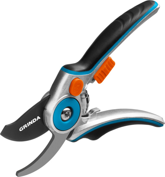 GRINDA P-29, 210 мм, закаленная сталь, усиленная конструкция с эргономичными алюминиевыми рукоятками, плоскостной секатор, PROLine (423429)