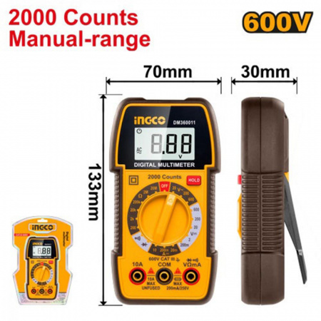 Мультиметр цифровой 600 В INGCO DM360011 INDUSTRIAL