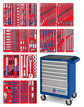 Набор инструментов "ЭКСПЕРТ" в синей тележке, 323 предмета МАСТАК 52-07323B