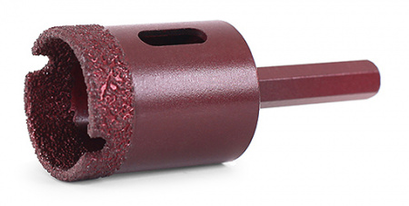 Алмазная коронка MESSER по камню с шестигранным хвостовиком (вакуумное спекание алмазов) 28 мм