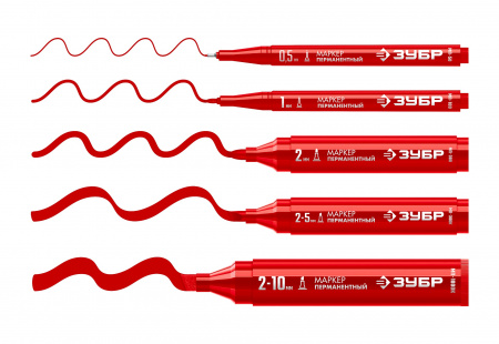 ЗУБР МП-300 красный, 2 мм перманентный маркер (06322-3)