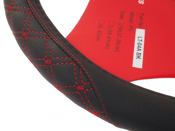 Оплетка руля MIS-LT04A (M) BLACK кожа MISTAR /1/25