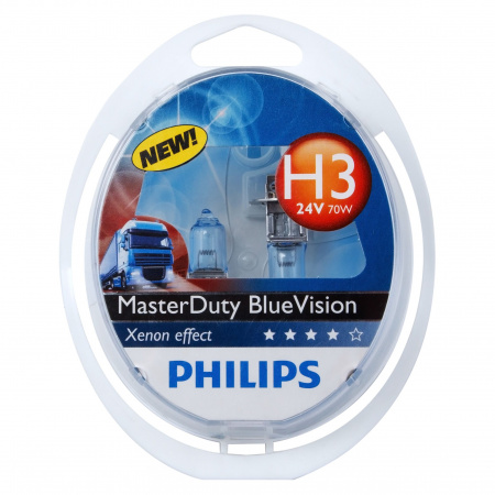 Автолампа H3 (70) PK22s MasterDuty BlueVision (2шт) 24V PHILIPS /1/5